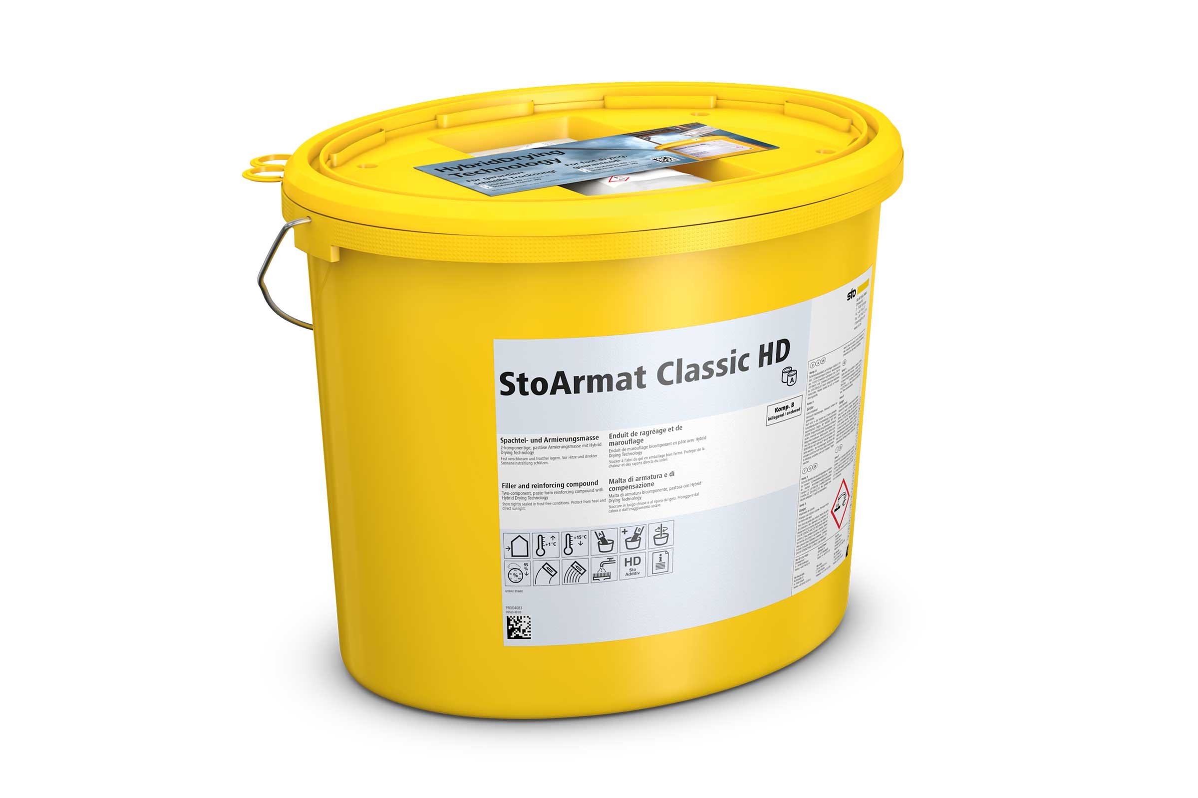 Slika proizvoda: žuta Sto kanta s proizvodom StoArmat Classic HD: pastoznom masom za armiranje s teh