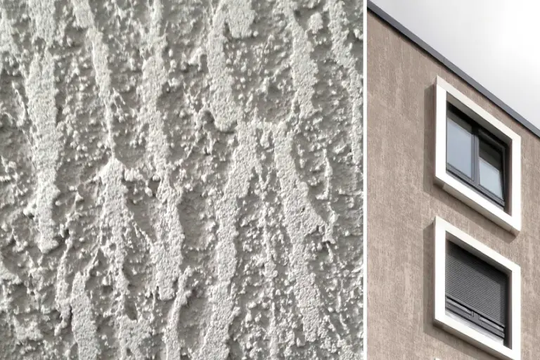 Fasadna žbuka StoMiral na fasadi višeobiteljske kuće, gruba siva struktura žbuke StoSignature