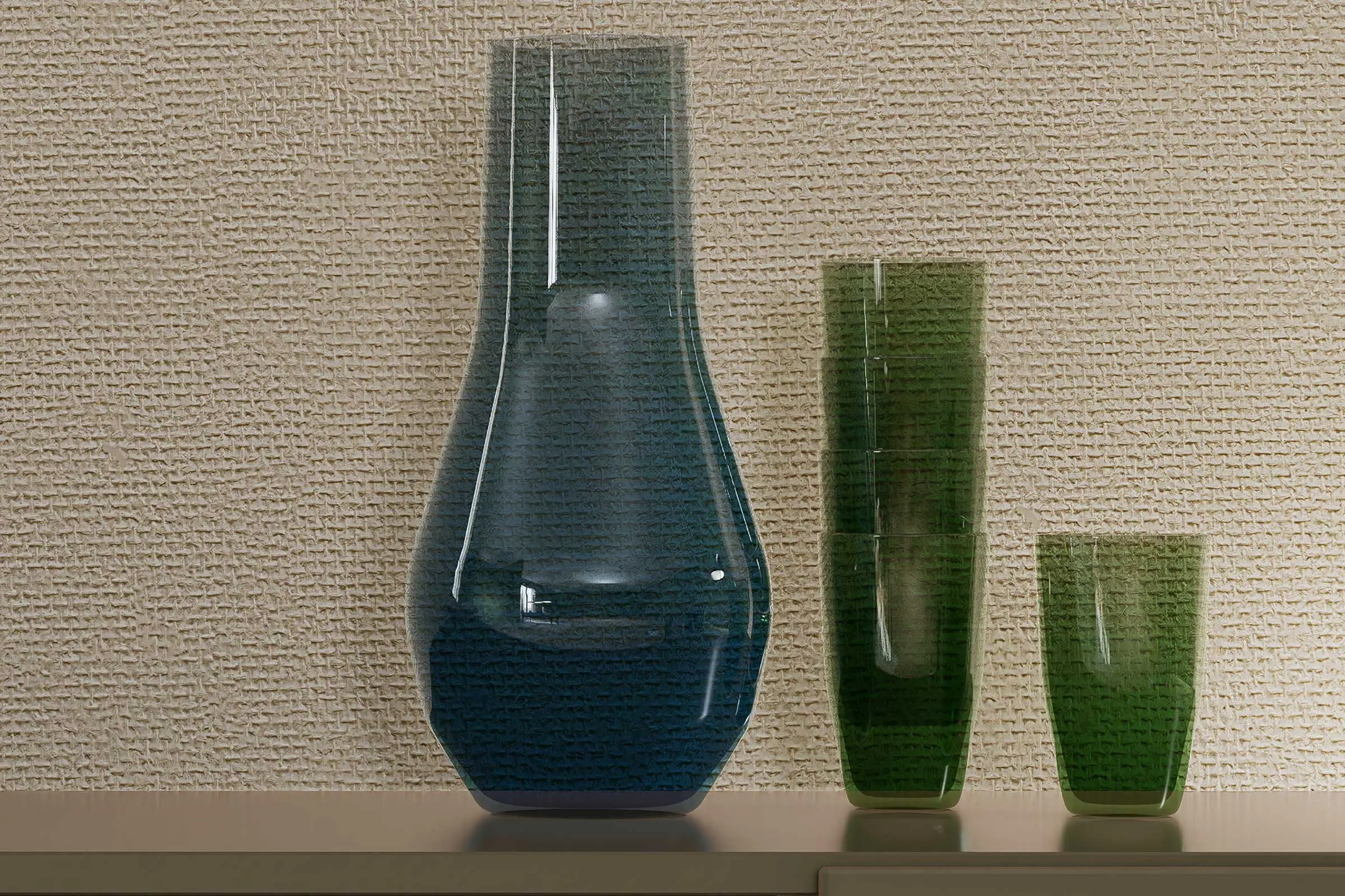 Detalj blagovaonice: komoda s vazama, nijansa kolekcije Interior Colors 24+