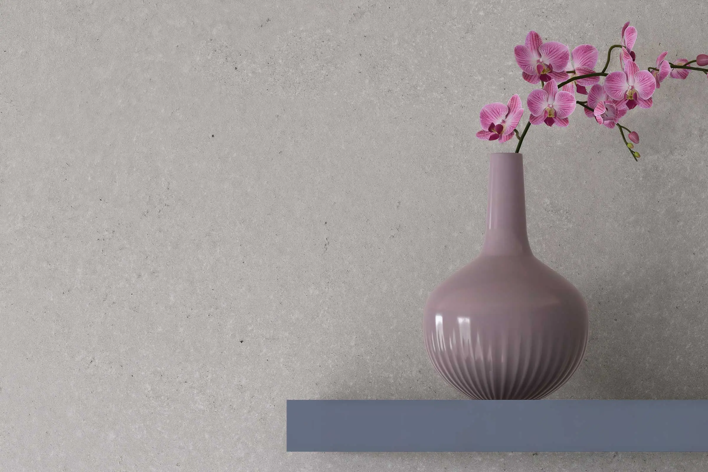 Dizajn zidova u spavaćoj sobi, detalj zidne police s vazom, zid prirodne boje, Interior Colors 24+